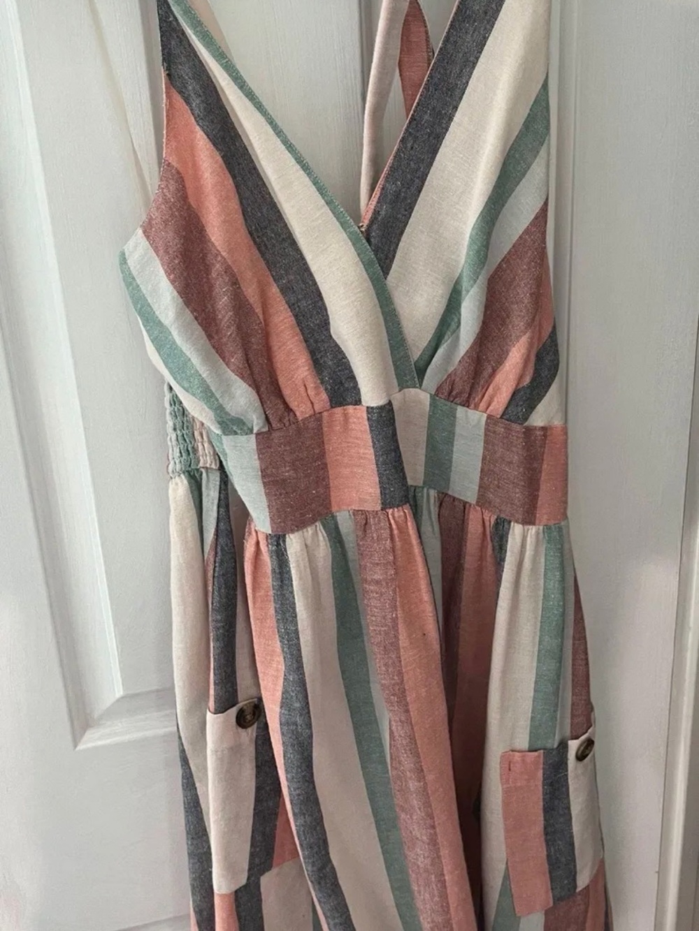 American Eagle Outfitters Multicolor Striped Sundress — Pink, Green, Blue, Cream